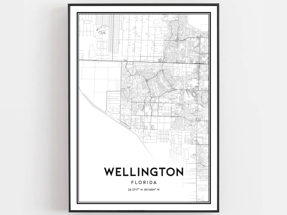 Wellington Florida City Street Map Minimalist Decor Art Poster