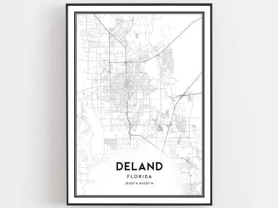 Deland Map Art Print, Florida Street Decor