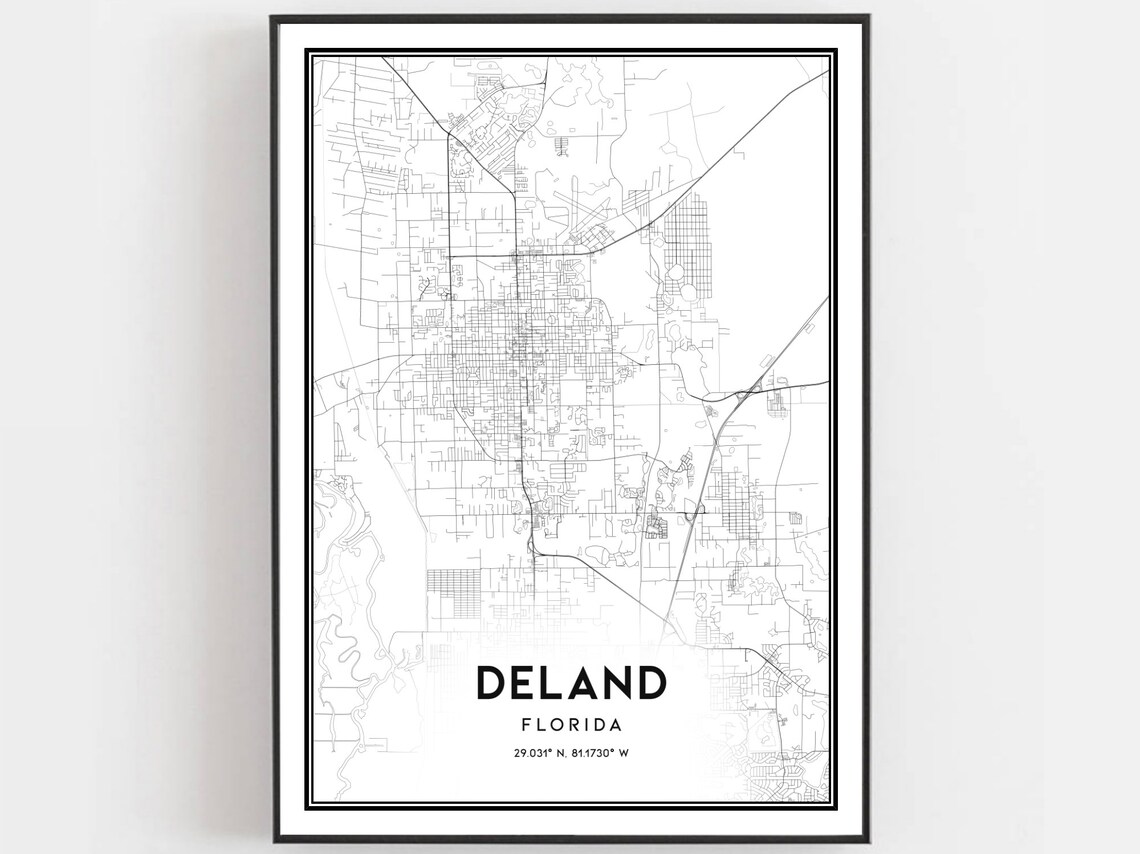 Deland Map Art Print, Florida Street Decor