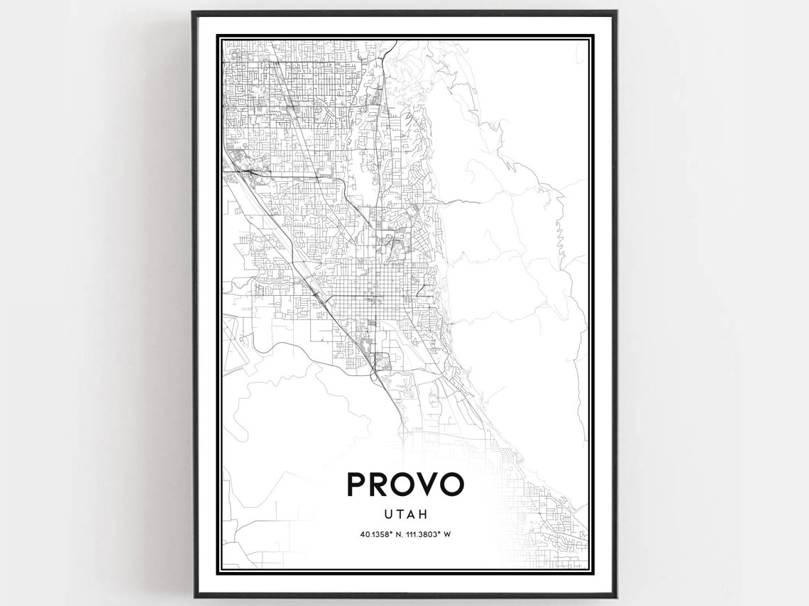 Provo Map Poster, Utah Street Decor