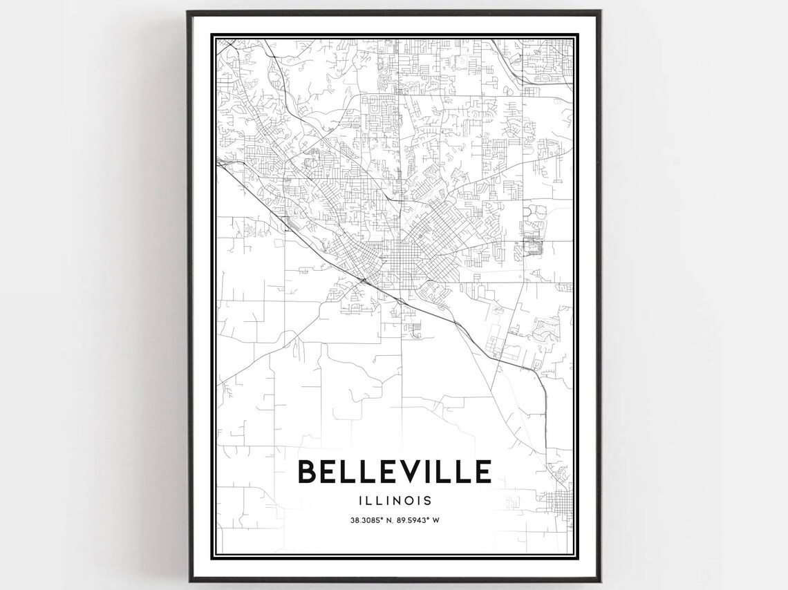 Belleville Map Poster, Illinois Street Decor