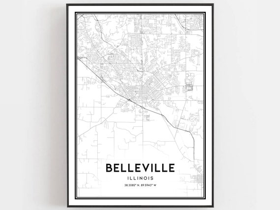 Belleville Map Poster, Illinois Street Decor