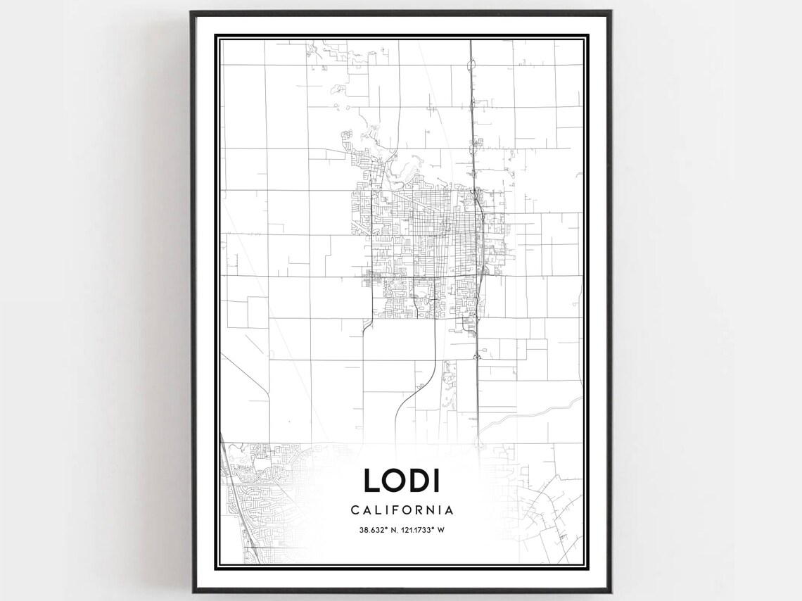Lodi California Minimalist City Map Street Grid Art Poster Gift