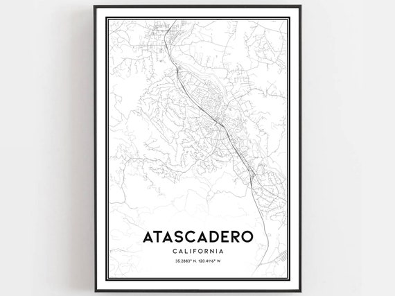 Atascadero Map Print Poster Wall Art Ca City Street Decor Road Gift B1897