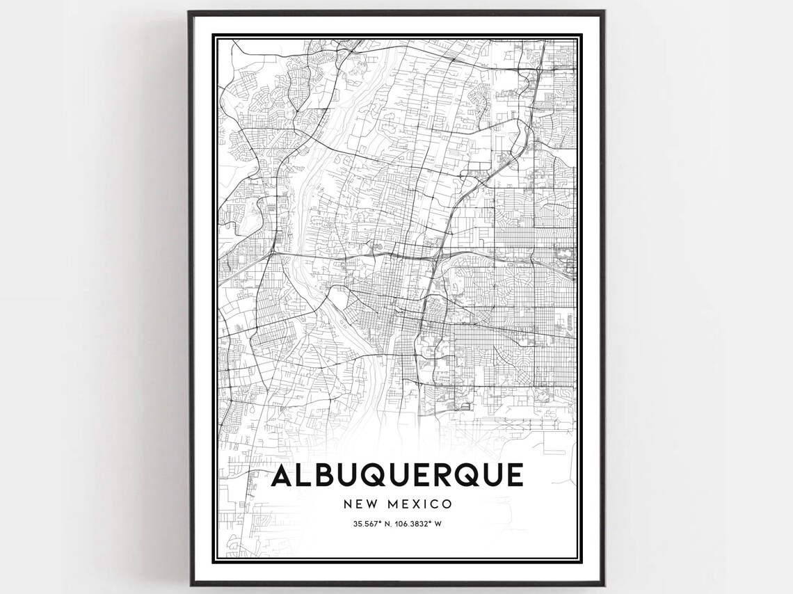 Albuquerque Map Poster Print, New Mexico Street Decor