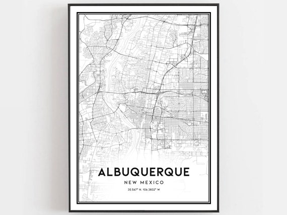 Albuquerque Map Poster Print, New Mexico Street Decor