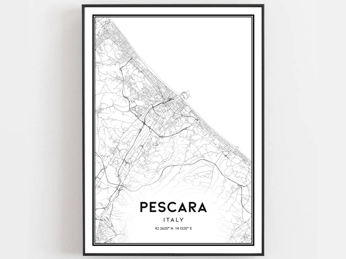 Pescara Italy Map Art Print City Street Decor