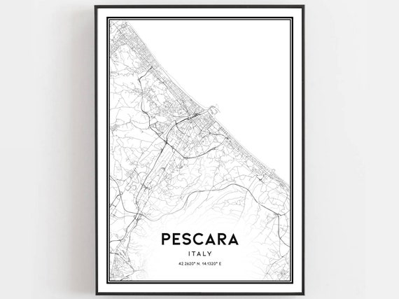 Pescara Italy Map Art Print City Street Decor