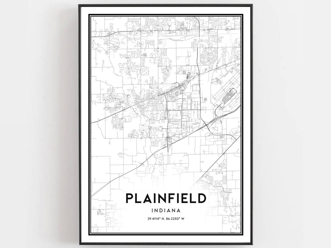 Plainfield Indiana Street Map Minimalist Line Art City Poster