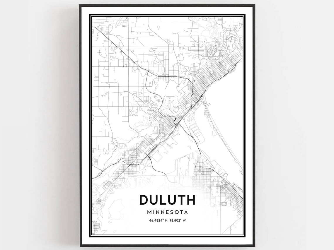 Duluth Map Poster Print, Minnesota Street Decor