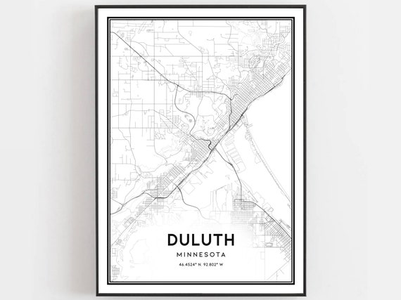 Duluth Map Poster Print, Minnesota Street Decor