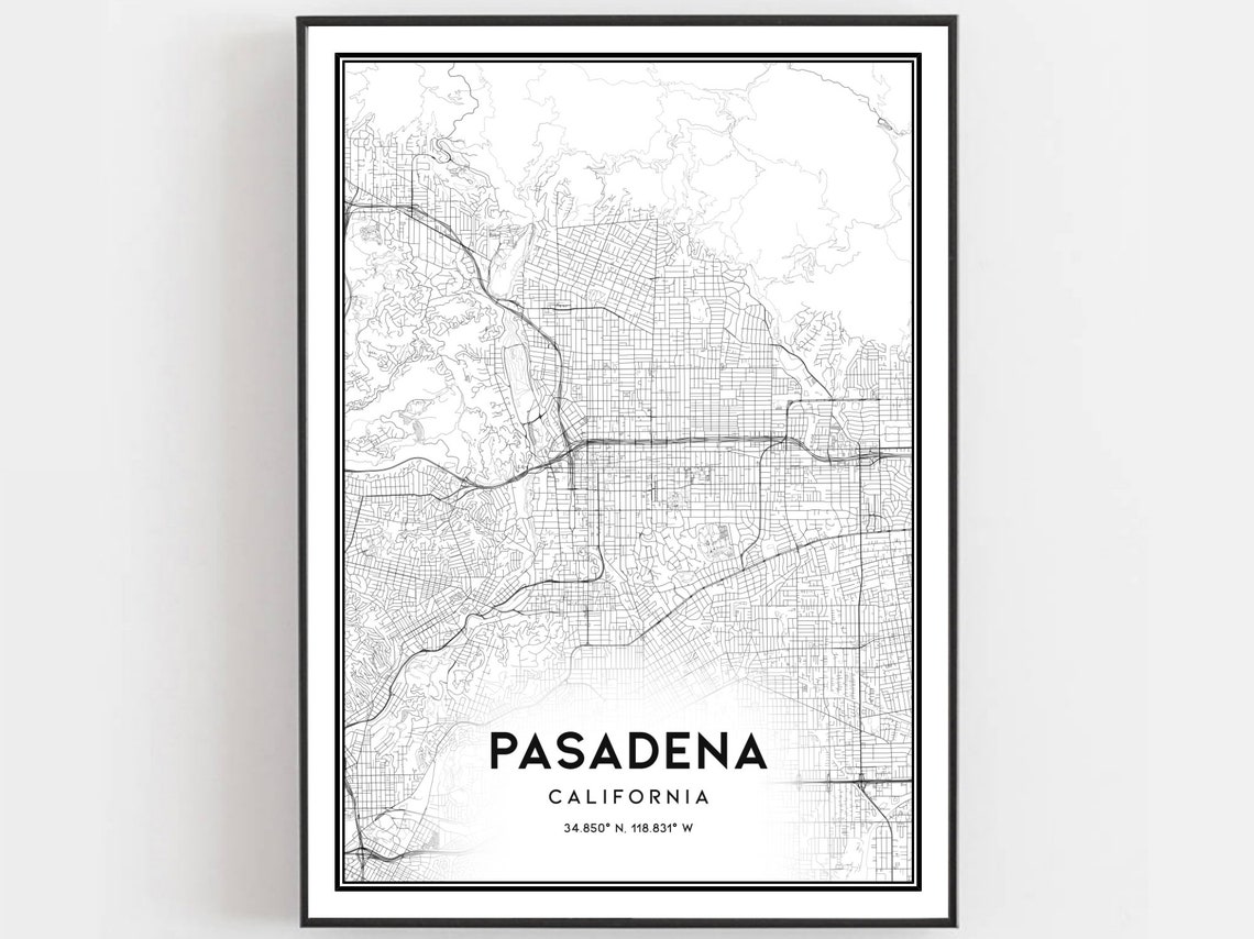 Pasadena Map Print, City Street Decor