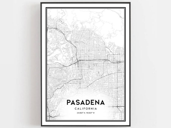 Pasadena Map Print, City Street Decor