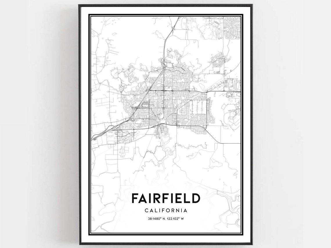 Fairfield California Minimalist Street Map Line Art Poster City