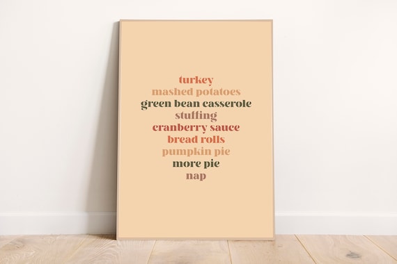 Thanksgiving Meal Instant Prints Turkey Dinner Pie Pumpkin Spice Typography Nap Pumpkins Decor