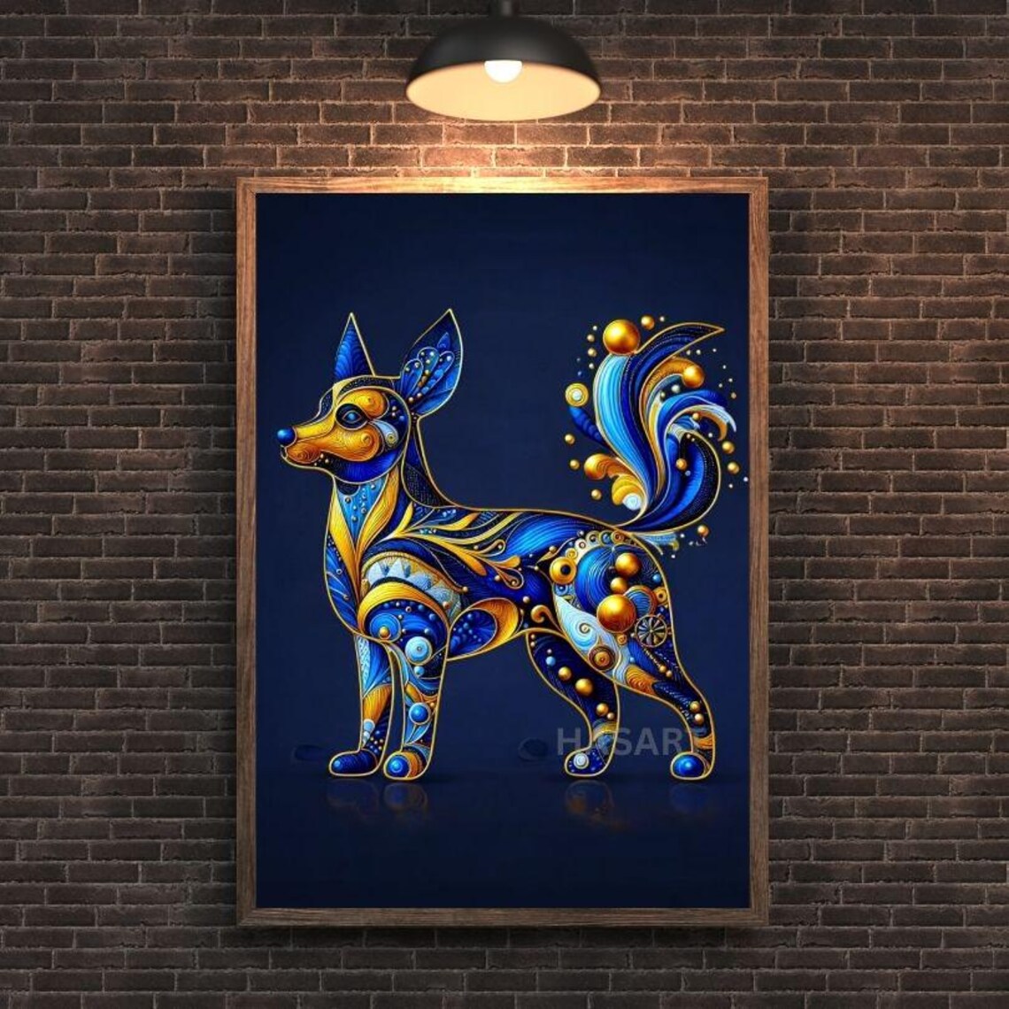Regal Golden Blue Chihuahua in Ornamental Jewel Style Poster