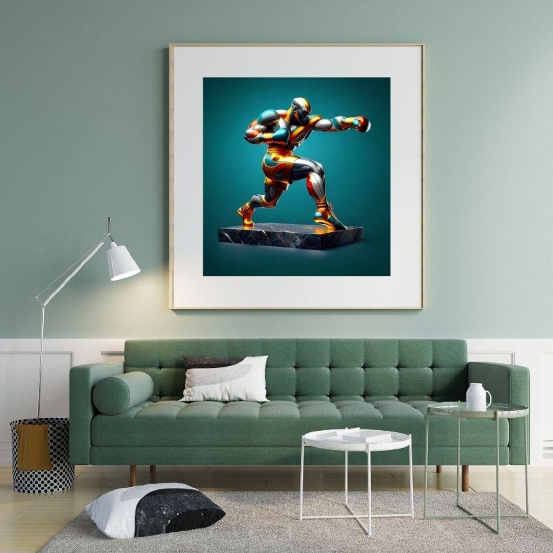 Metallic Boxer Fighter Throwing a Punch Martial Arts Art Poster - Image 2