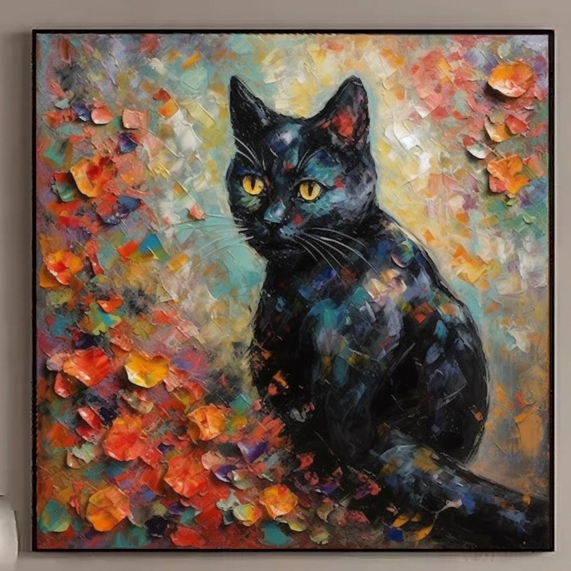 Original Oil Painting Of A Black Cat Black Cat Portrait Original Art Cat Painting Black Cat Artwork Cats Painting Antique Oil Painting Style - Image 4