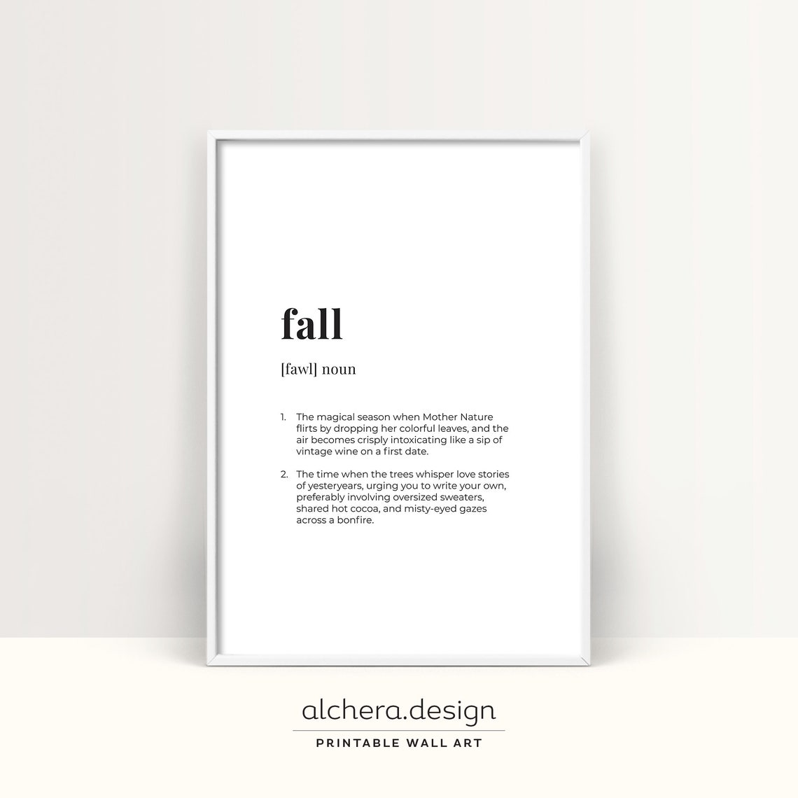 Fall Dictionary Definition Minimalist Autumn Typography Poster