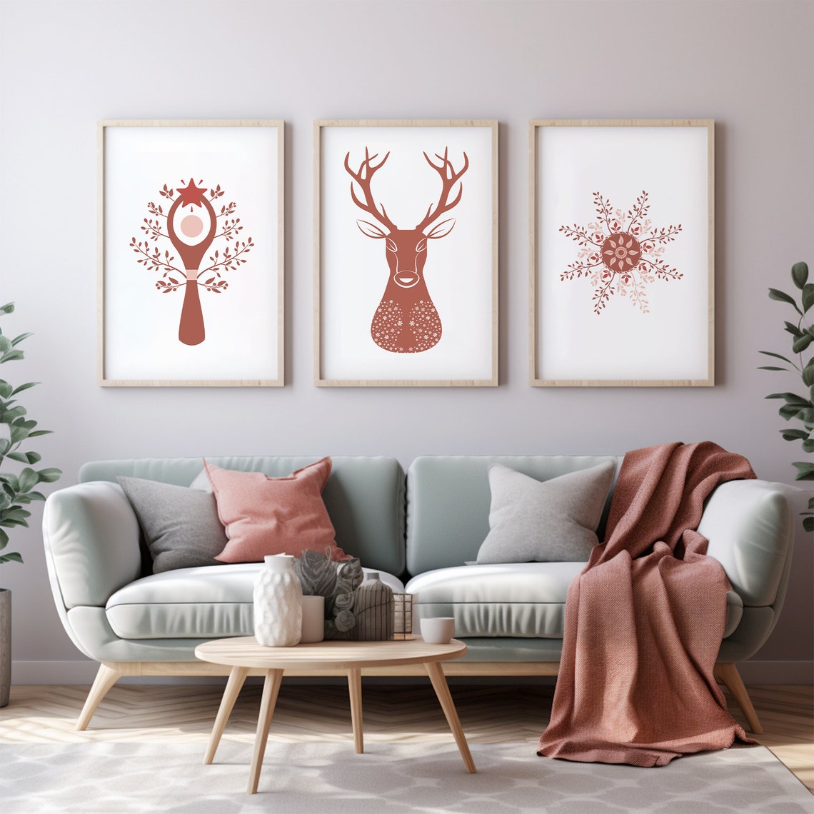 Scandinavian Reindeer Christmas Tree Ornament Rustic Nordic Poster - Image 3
