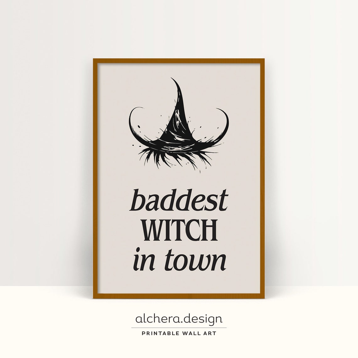 Baddest Witch In Town Halloween Modern Witchy Quote Decor Poster