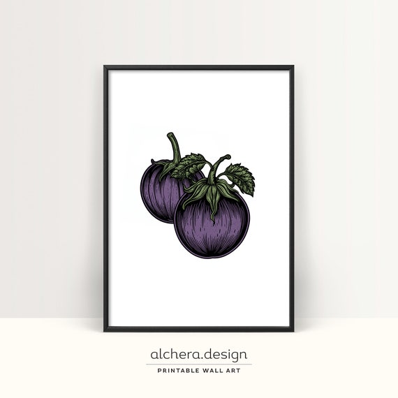 Aubergine Vegetable Print Kitchen Print Vegetables Print Vegetable Art Vegetable Prints Vegetable Wall Art Food Print Eggplant Print
