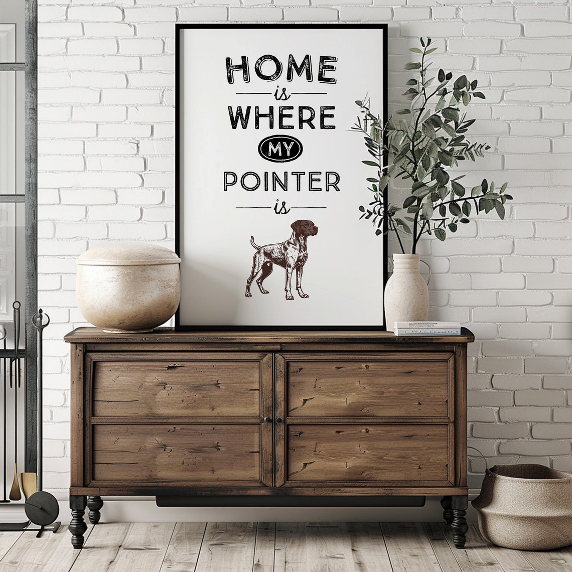 Pointer Dog Quote Home Is Where My Pointer Is Vintage Art Poster - Image 2