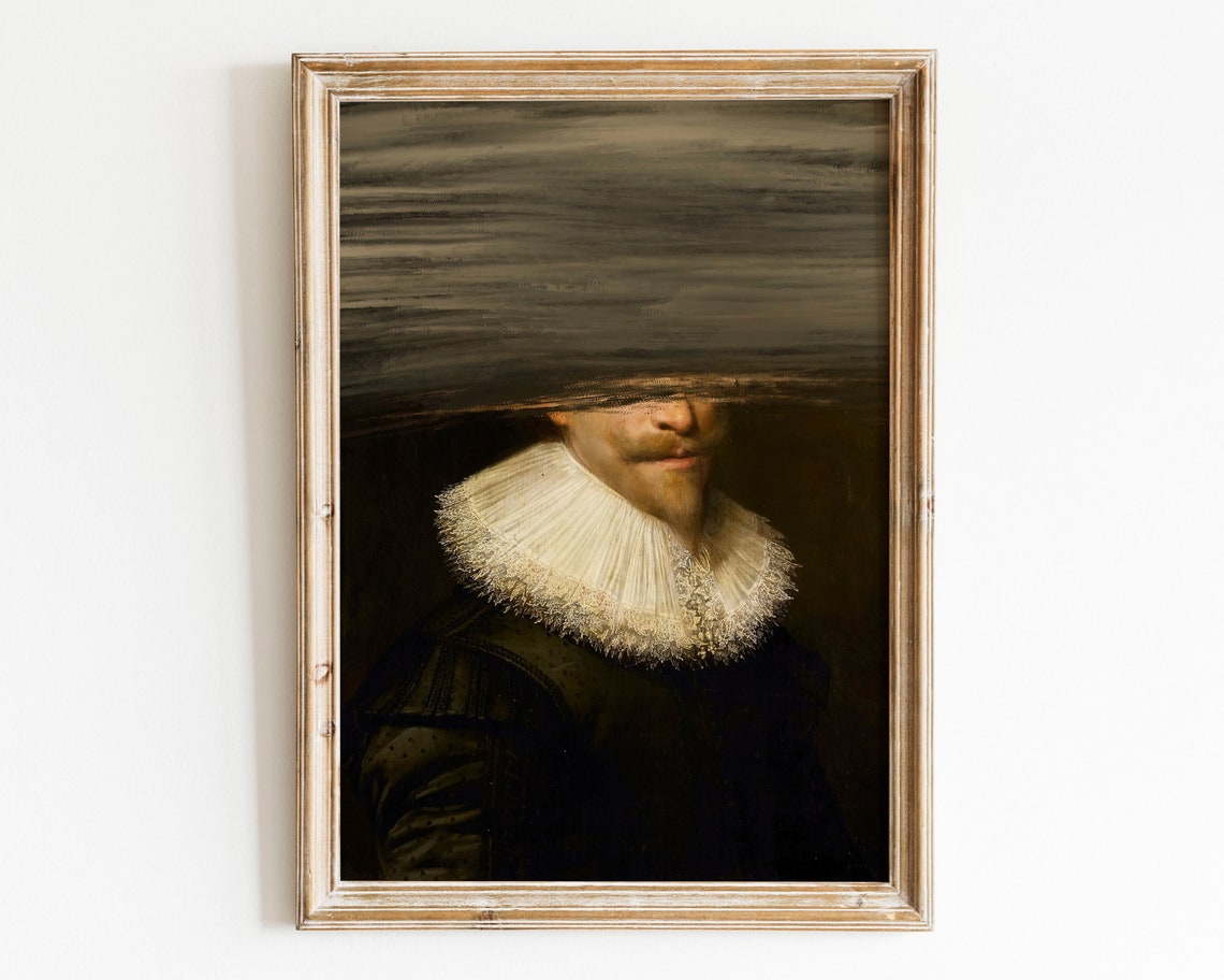 Altered Baroque Gentleman Obscured Face Painted Classic Art Print