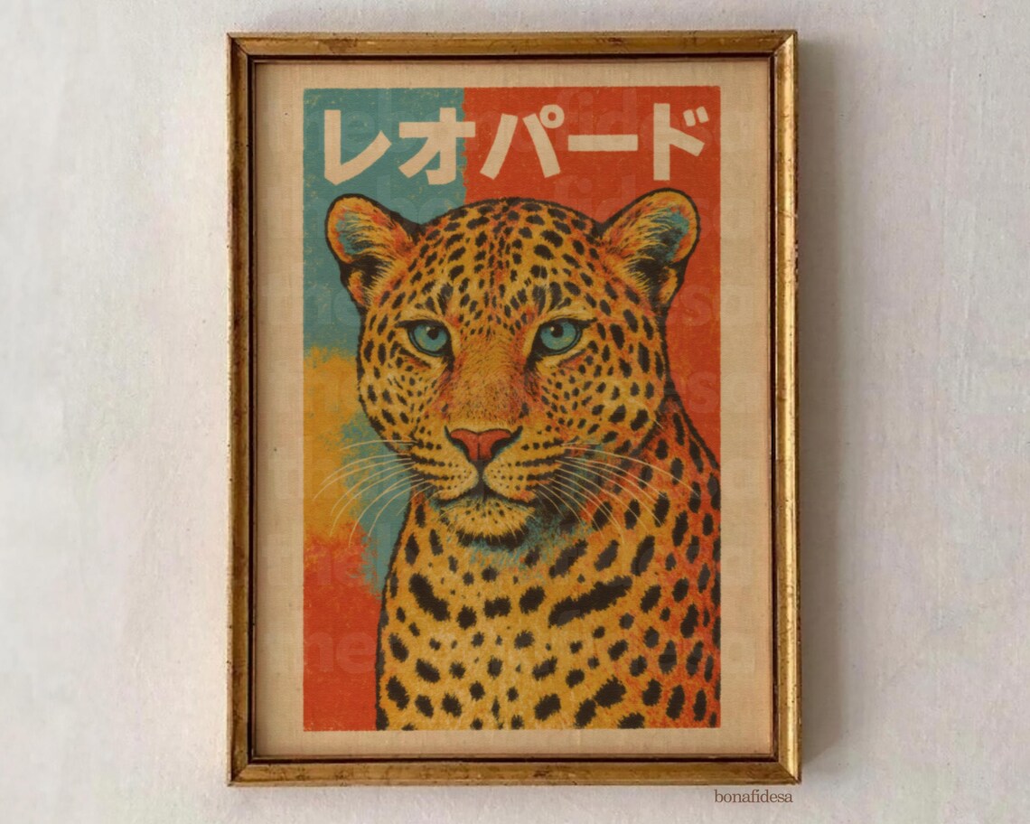 Trendy Leopard Wall Art Cheetah Preppy Retro Poster Apartment Decor Maximalist