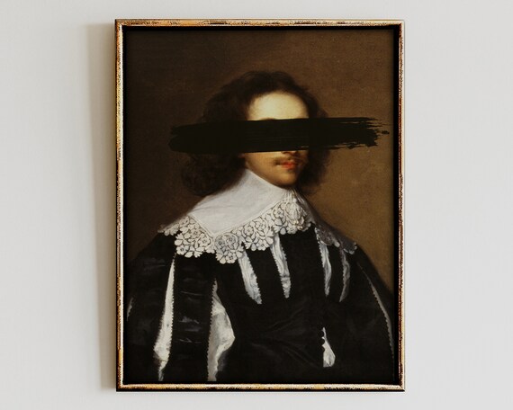 Surreal Collagedark Academia Menantique Oil Paintingman Vintage Altered Portraitdigitalprintable Wall Artbaroque Printvictorianmoody