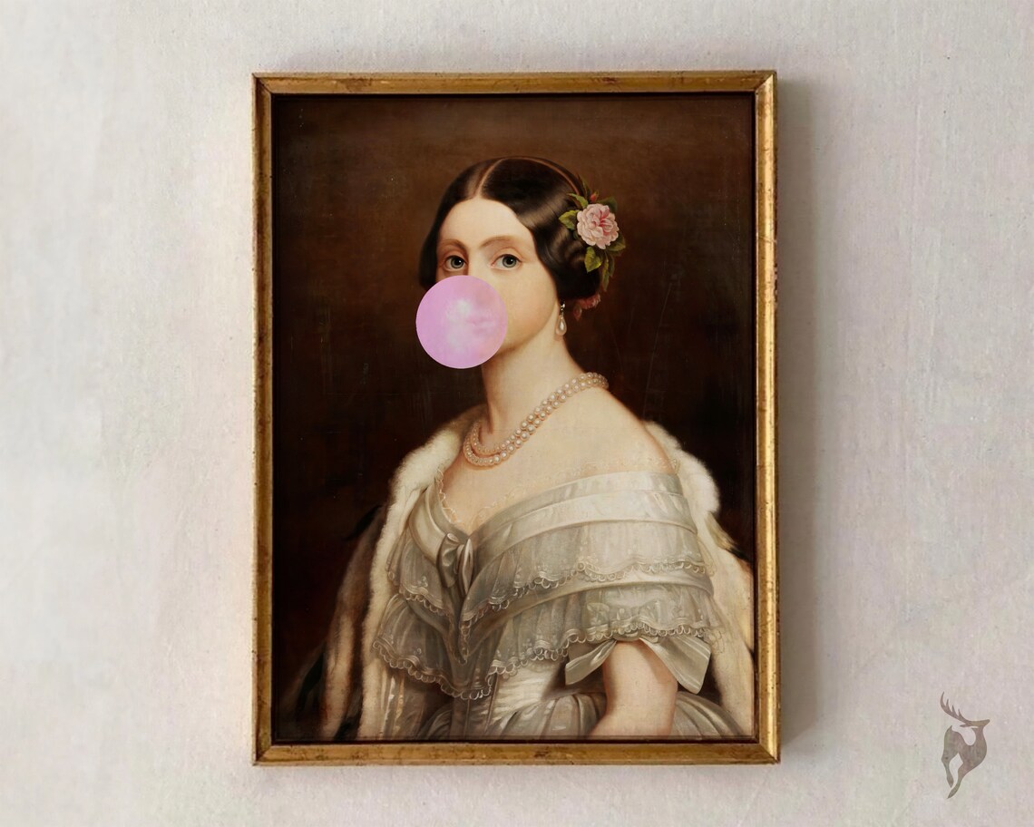Bubblegum Portrait Eclectic Baroque Art Print