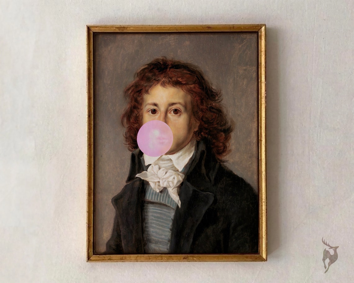 Bubblegum Classical Portrait Red Haired Gentleman Funny Art Poster