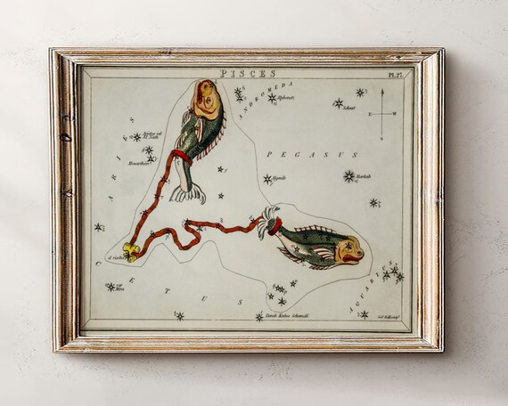 Astrology Mapgift For Astrologyzodiac Giftsvintage Zodiac Posterantique Map Printvintage Printcelestial Home Decordark Academia