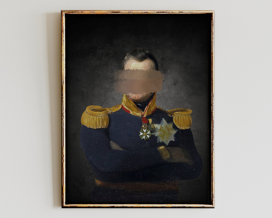 Altered Faceless Portrait Collage, Surreal Quirky Art Print