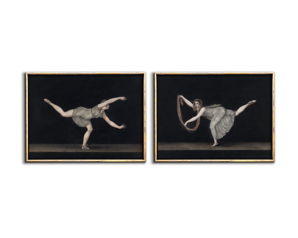 Classical Dancers Vintage Eclectic Gallery Wall Art Set of Two