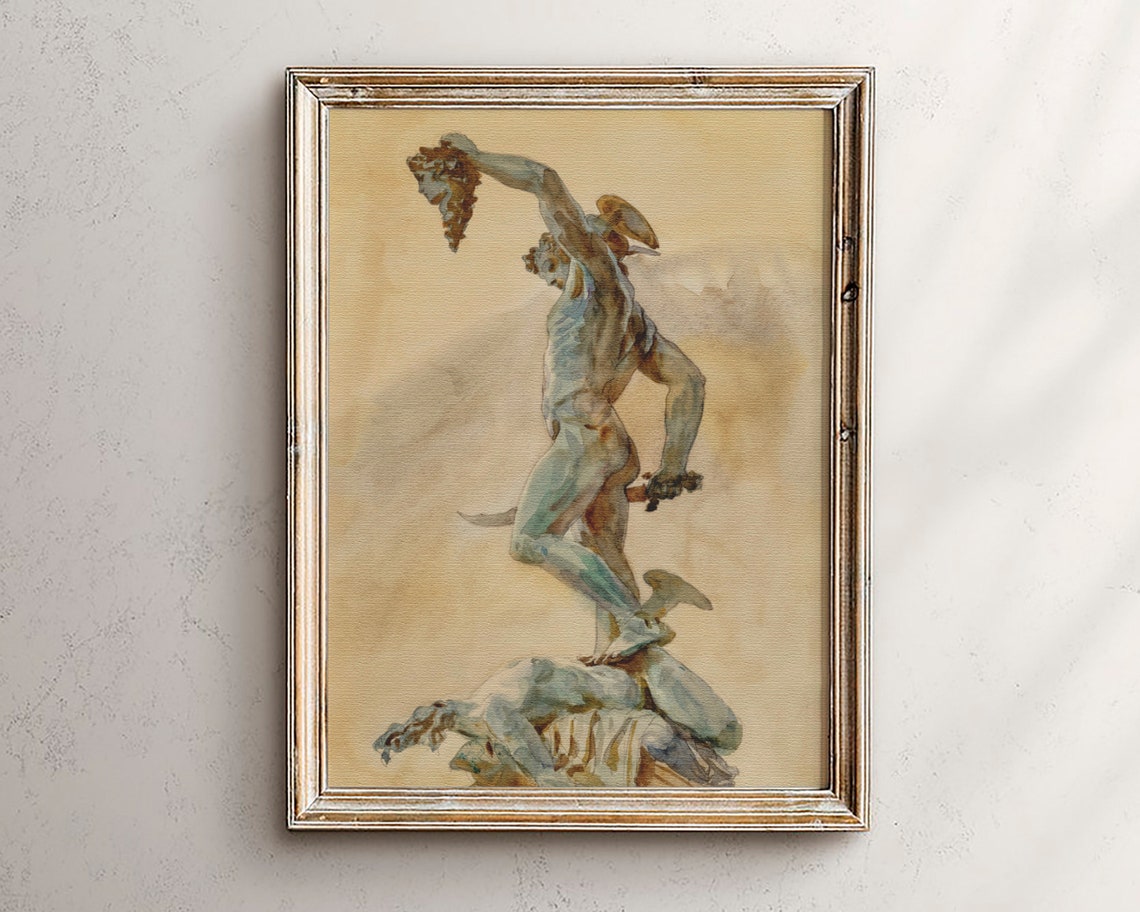 Perseus Holding Medusa Head Greek Mythology Statue Art Poster