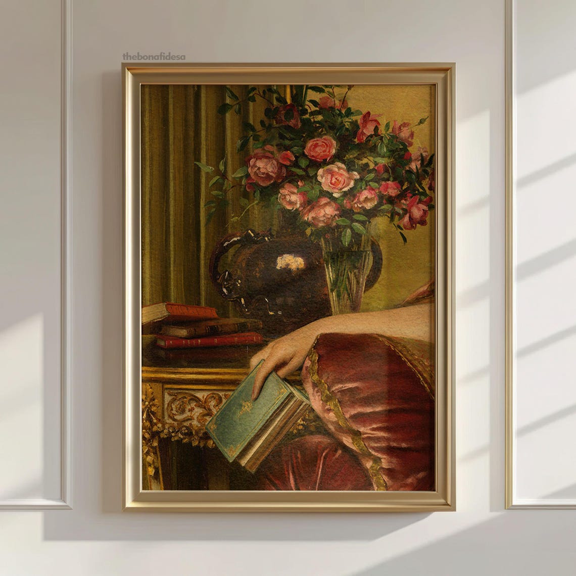 Vintage Rose Bouquet Still Life Classic Floral Elegant Wall Art