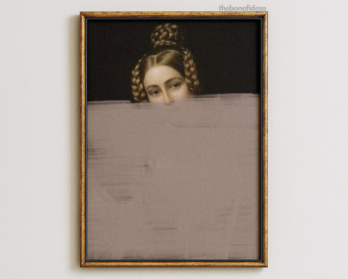 Altered Vintage Portrait Art Print Modern Abstract Wall Decor Female Gaze Poster