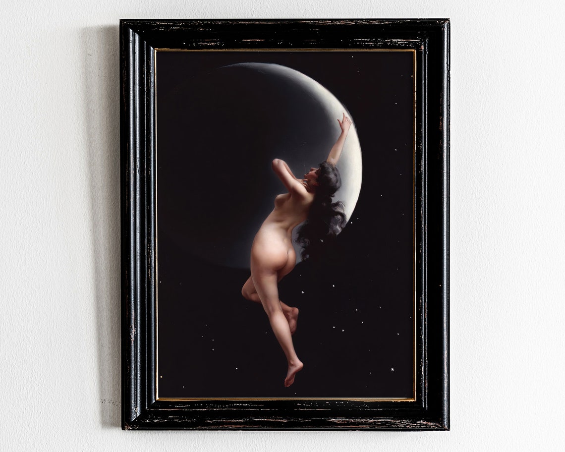 The Moon Nymph Crescent Moon Classic 19th Century Painting Poster