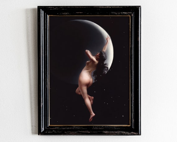 The Moon Nymph Crescent Moon Classic 19th Century Painting Poster