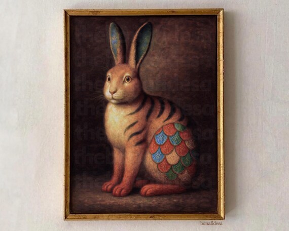 Surreal Rabbit Art Print Quirky Animal Decor