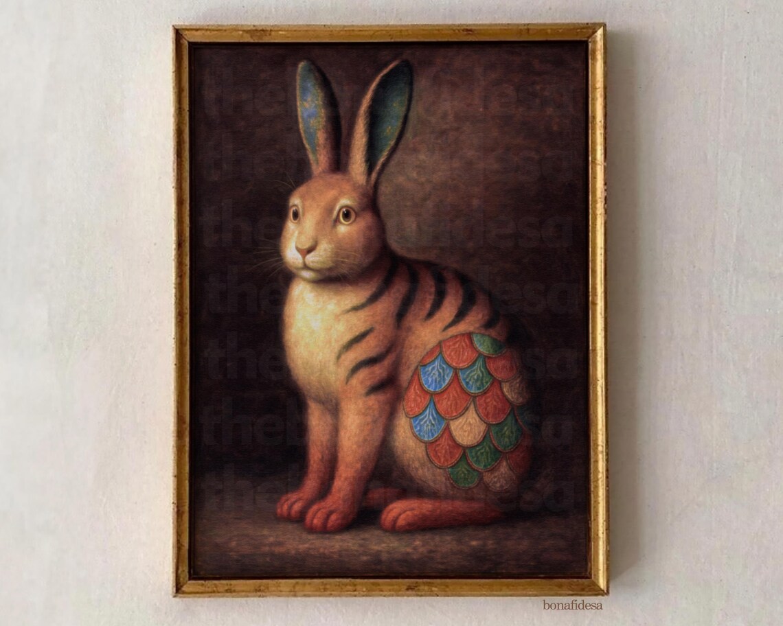Surreal Rabbit Art Print Quirky Animal Decor