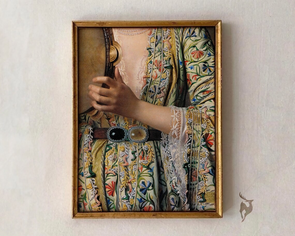 Baroque Woman Portrait, Maximalist Eclectic Art Print