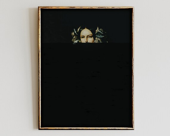 Emerging From Darkness Surreal Woman Portrait Antique Oil Painting Poster