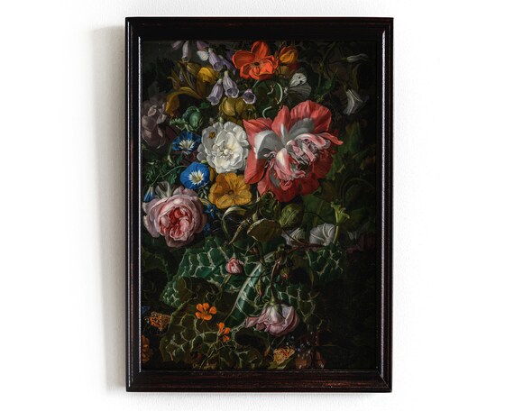 Moody Flower Painting Dark Academia Prints Light Decor Maximalist Wall Art Floral Print Victorian