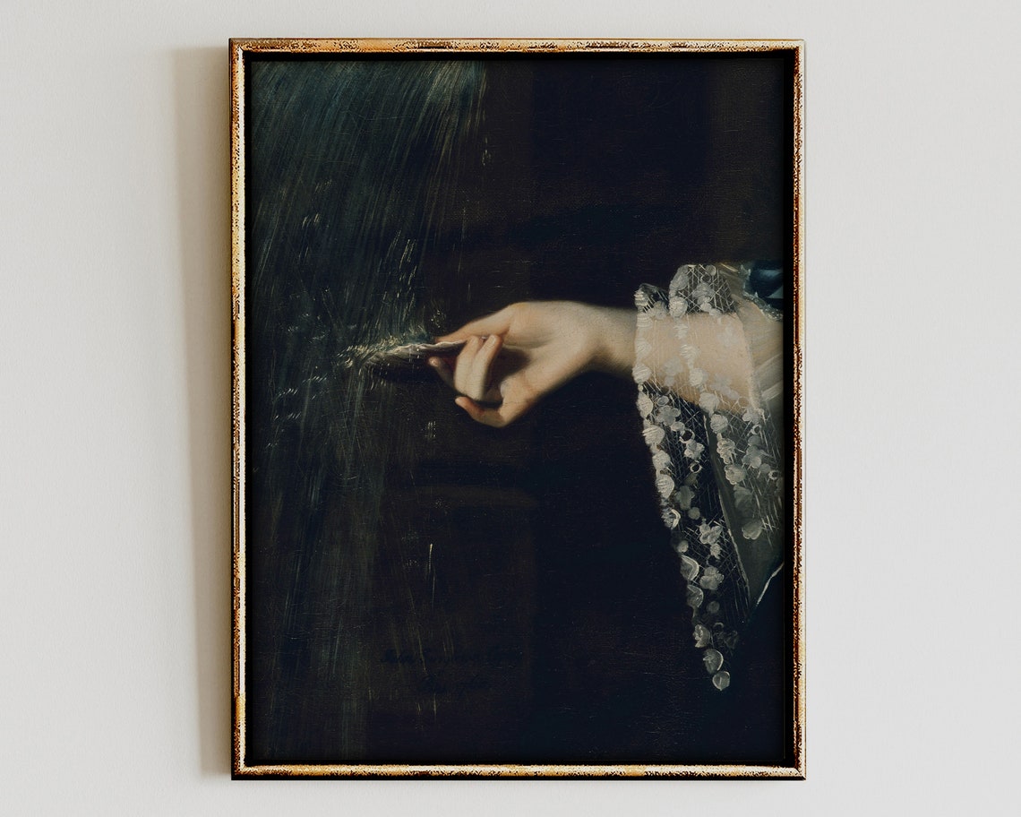 Moody Baroque Hand with Lace Cuff in Dark Oil Painting Poster
