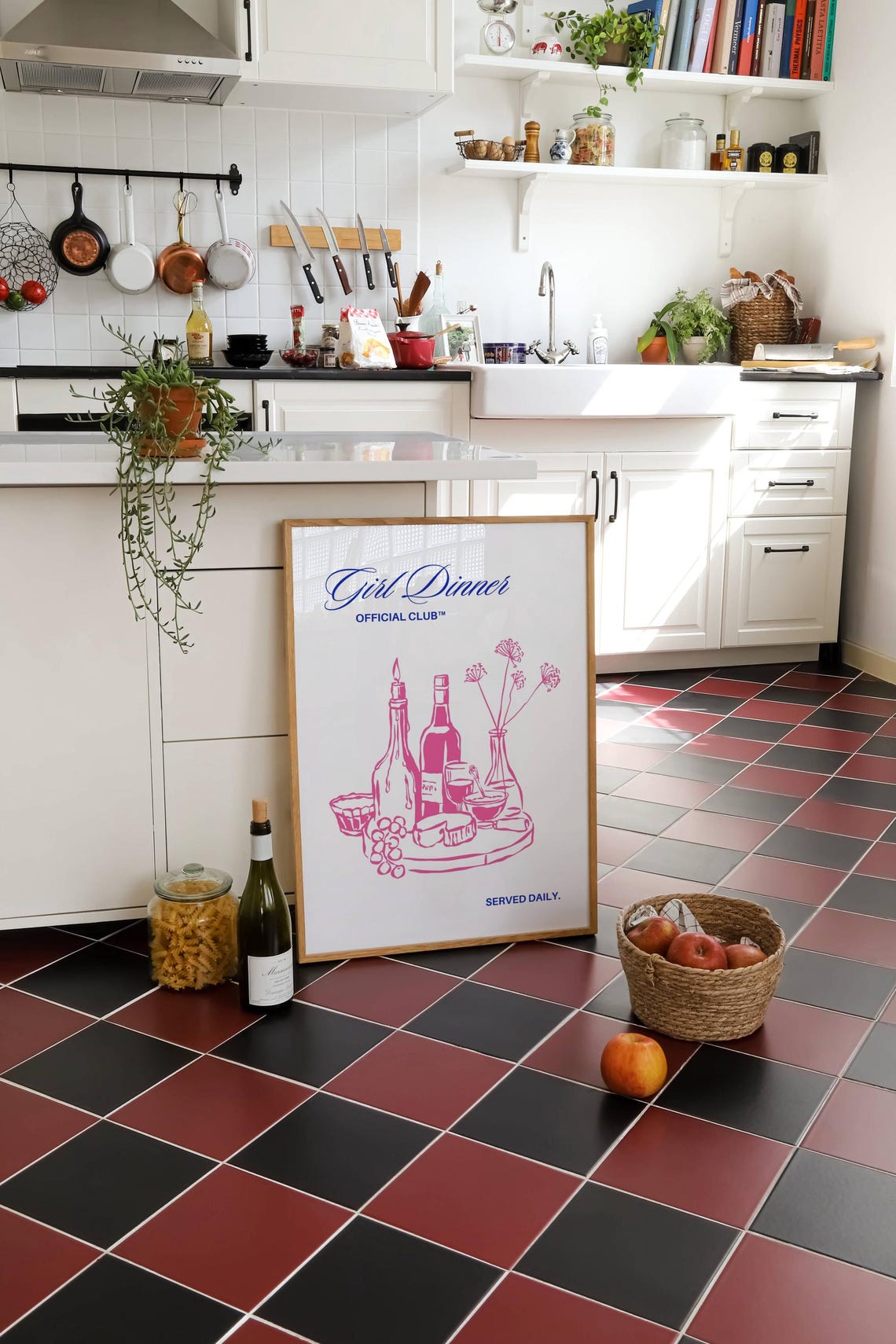 Girl Dinner Official Club Funny Served Daily Pink Wine Art Poster - Image 3