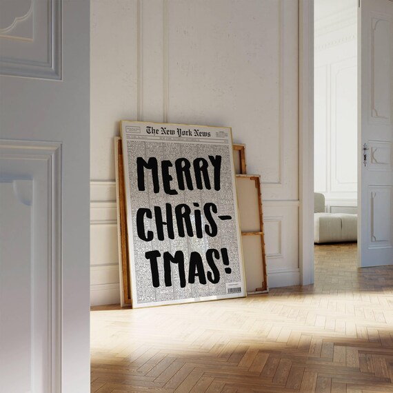 Merry Christmas Bold Fun Headline Newspaper Holiday Wall Poster