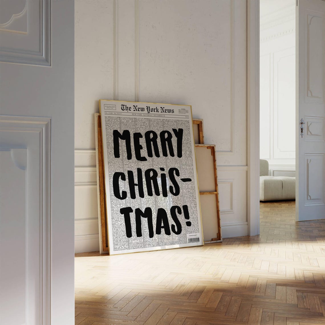 Merry Christmas Bold Fun Headline Newspaper Holiday Wall Poster