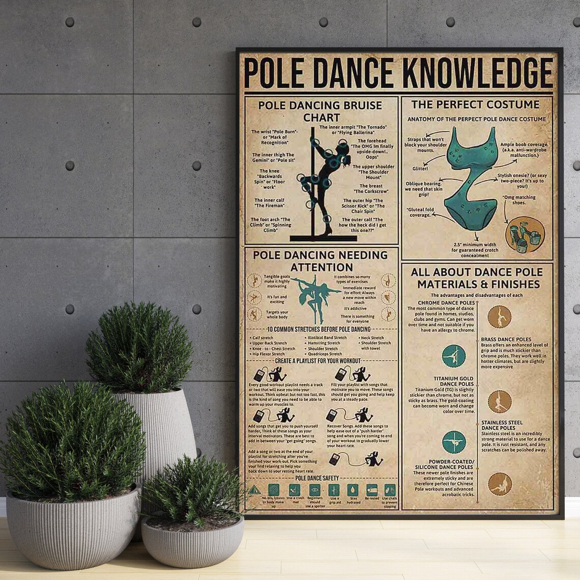Pole Dance Knowledge Poster, Pole Dancing Bruise Chart - Image 3